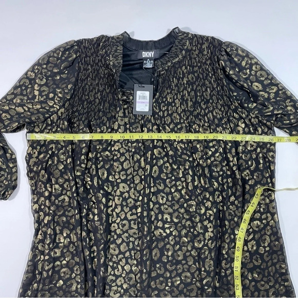 New DKNY Pleated Metallic Animal Print Dress - Picture 7 of 7